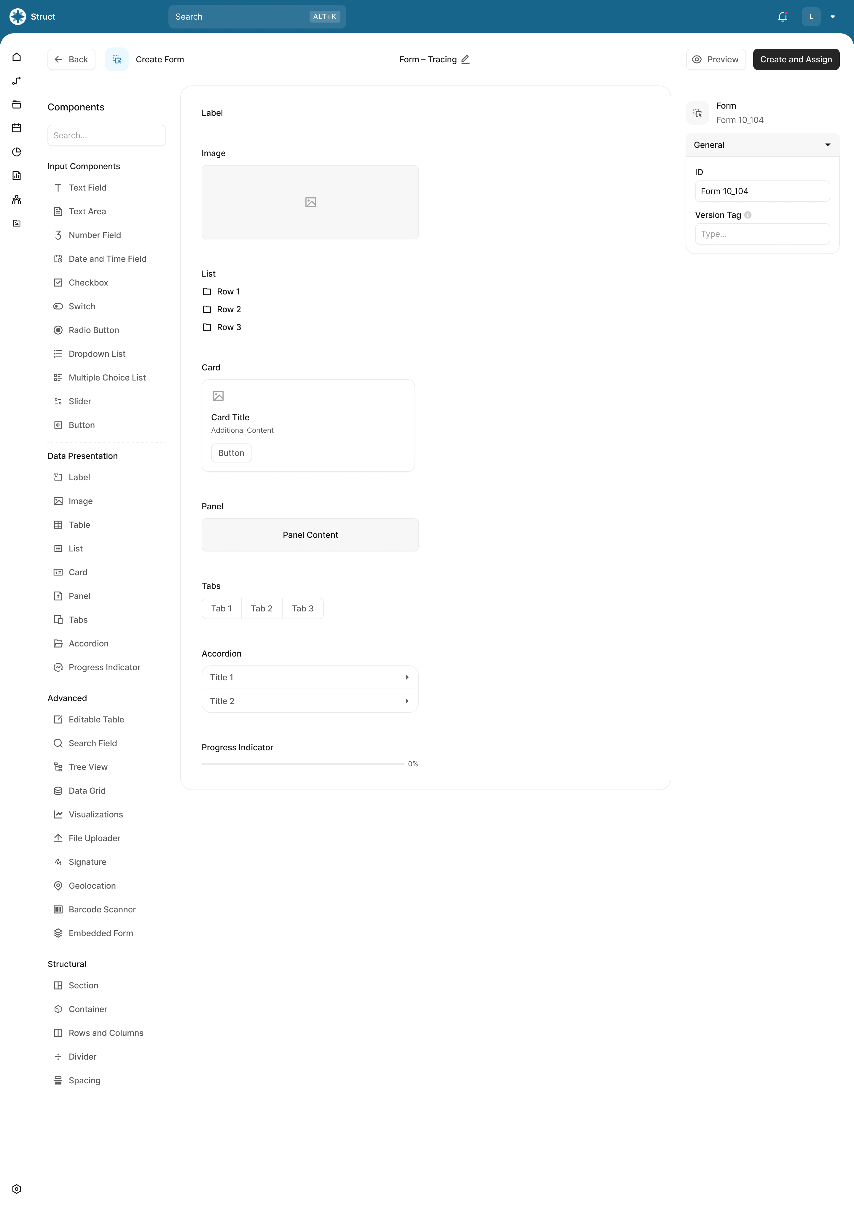 STRUCT — data presentation