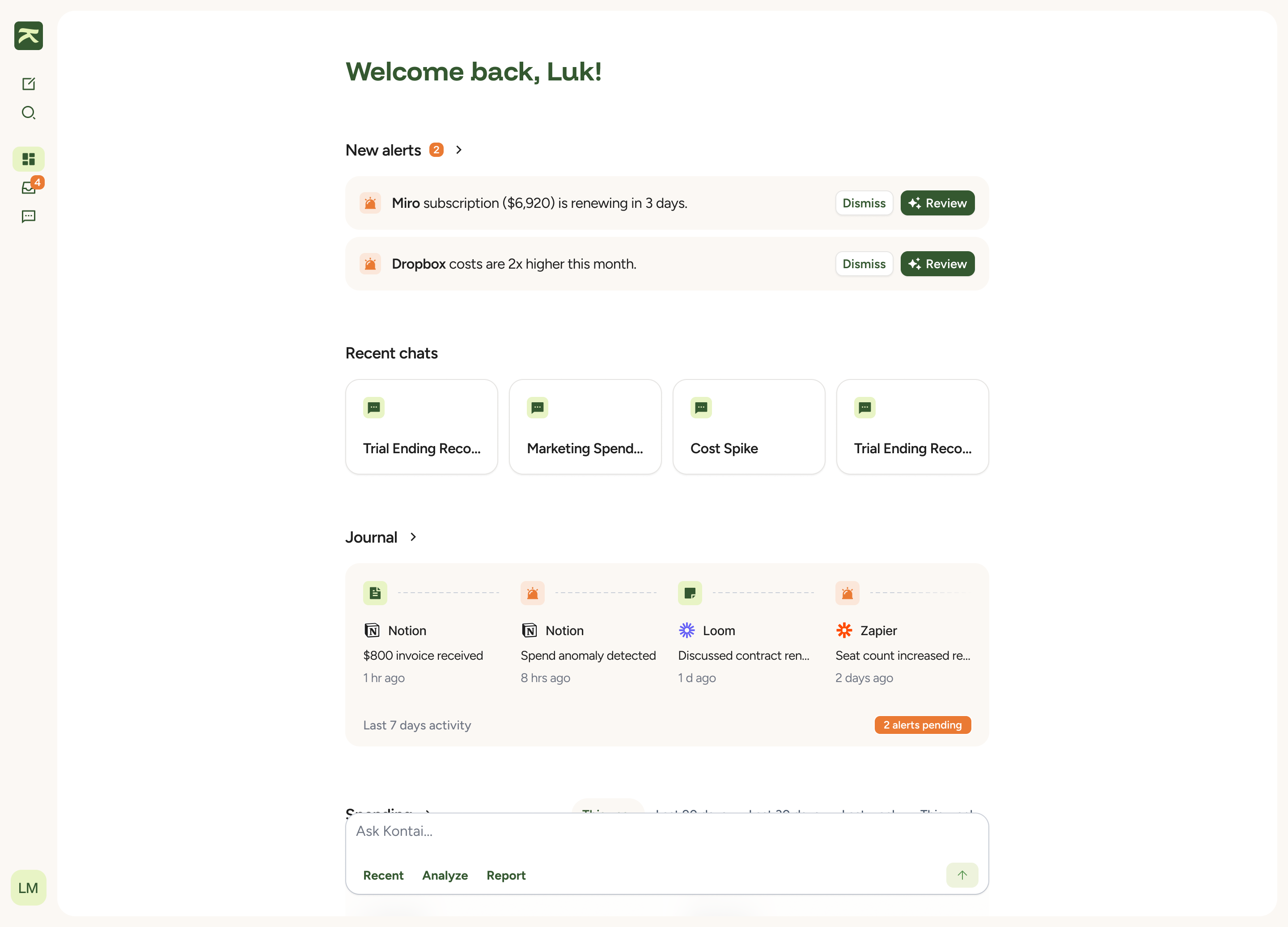Kontai — software spend overview