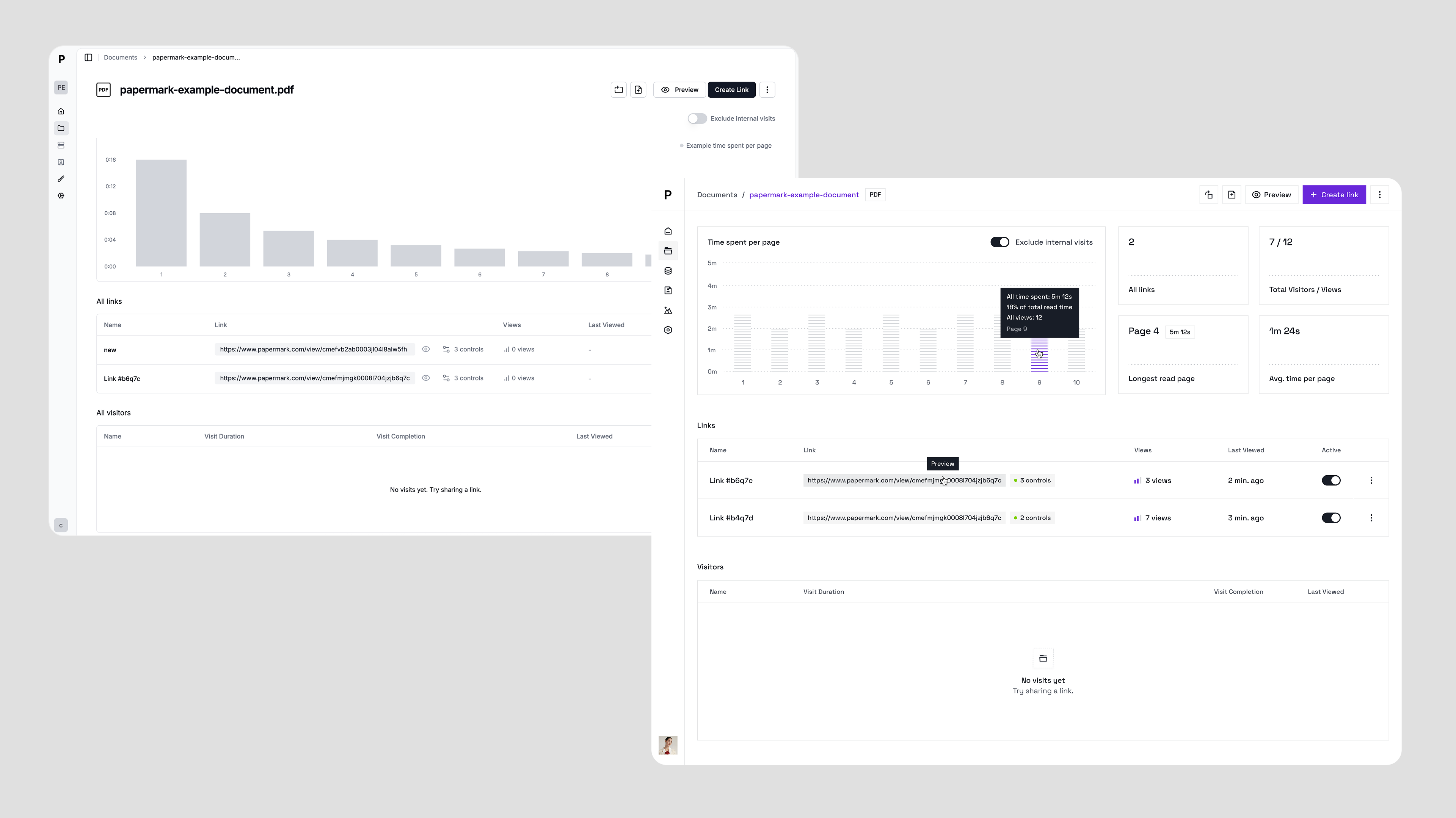 Papermark — before and after redesign